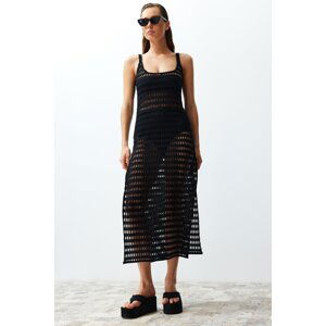 Trendyol Black Maxi Knitted Slit Knitwear effect Beach Dress
