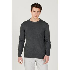 ALTINYILDIZ CLASSICS Men's Anthracite-Melange Standard Fit Regular Fit Crew Neck Knitwear Sweater