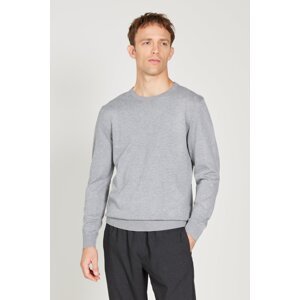 ALTINYILDIZ CLASSICS Men's Gray Melange Standard Fit Normal Cut Crew Neck Knitwear Sweater.