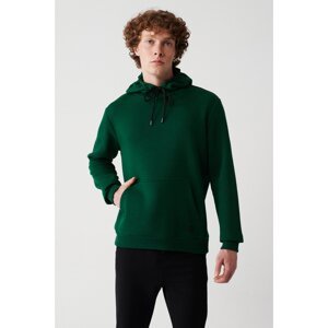 Avva Green Unisex Sweatshirt Hooded Inner Collar Fleece 3 Thread Cotton Regular Fit