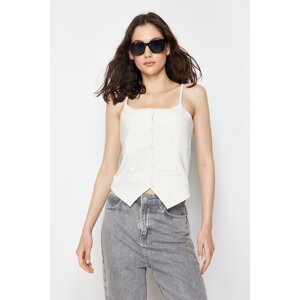 Trendyol Ecru Strappy Buttoned Elastic Knitted Blouse