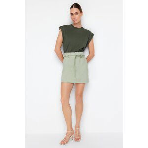 Trendyol Khaki Tie Belt Detail Mini Length Woven Skirt