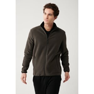 Avva Men's Anthracite Fleece Sweatshirt High Neck Cold Resistant Zipper Regular Fit
