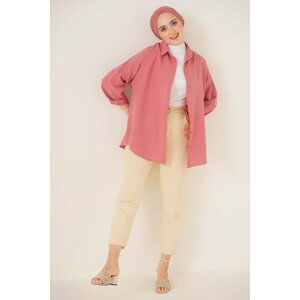 bigmerter 103901 Oversized Basic Hijab Shirt - Dry Ros