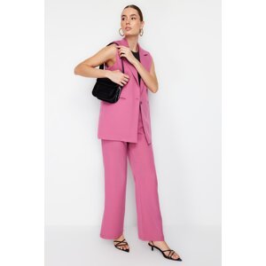 Trendyol Lilac Regular Fit Vest and Wide Leg/Wide Leg Trousers Woven Two Piece Set