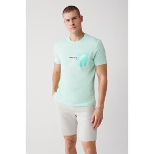 Avva Men's Mint Green 100% Cotton Crew Neck Pocket Printed Regular Fit T-shirt