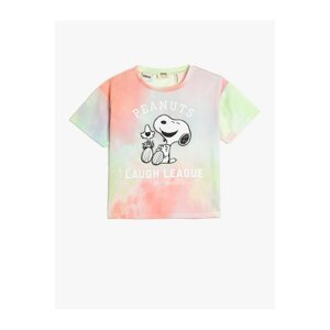 Koton Snoopy T-Shirt Licensed Short Sleeve Crew Neck Tie Dye Patterned