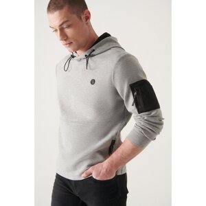Avva Men's Gray Hooded Collar Scuba Fabric Regular Fit Sweatshirt