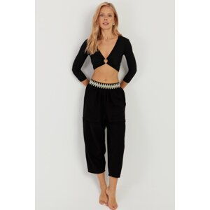 Cool & Sexy Women's Black Pocket Baggy Trousers OM1203