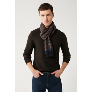 Avva Men's Brown Knitwear Sweater Crew Neck Front Textured Cotton Regular Fit