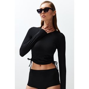 Trendyol Black Swim Long Sleeve Quick Dry Bikini Top