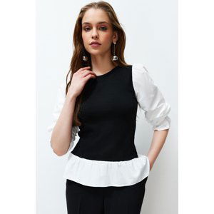 Trendyol Black Color Contrast Woven Blouse