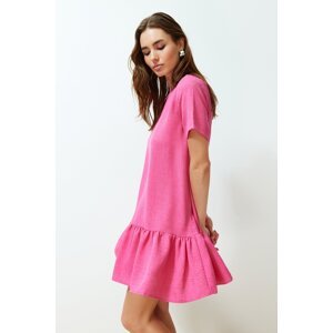 Trendyol Pink Straight Cut Skirt Flounce Mini Woven Dress