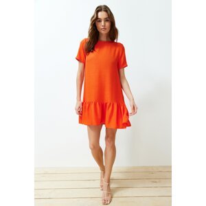 Trendyol Orange Straight Cut Skirt Flounce Mini Woven Dress