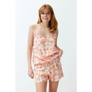 Trendyol Multicolor Floral String Strap Viscose Woven Pajama Set