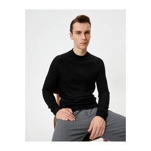Koton Slim Fit Sweater Knitwear High Neck Raglan Sleeve Textured