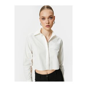 Koton Crop Shirt Pocket Buttoned Long Sleeve Cotton