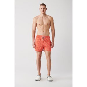 Avva Orange Quick Dry Floral Printed Standard Size Special Boxed Comfort Fit Swimsuit Swim Shorts