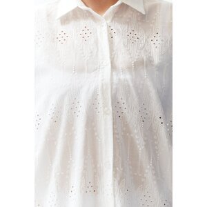 Trendyol White Woven Embroidery 100% Cotton Shirt