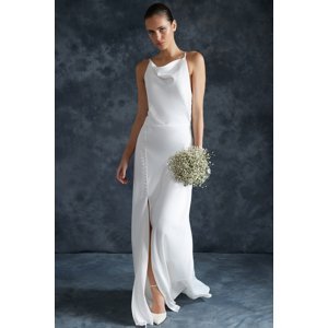 Trendyol Bridal White Satin Wedding/Wedding Long Evening Evening Dress