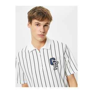 Koton Half Zipper Polo T-Shirt College Embroidered Short Sleeve