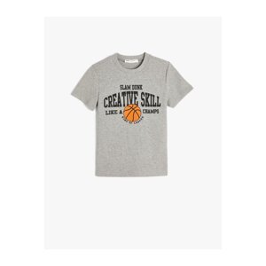 Koton Basketball Printed Short Sleeve Textured T-Shirt