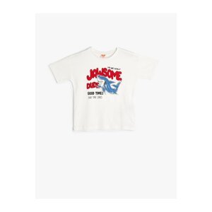 Koton T-Shirt Short Sleeve Crew Neck Shark Print Cotton