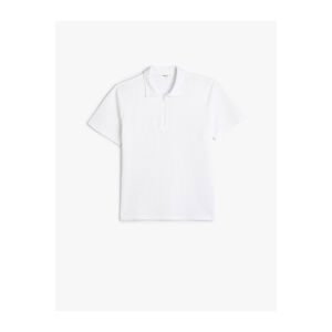 Koton Half Zip Polo T-Shirt Short Sleeve Textured