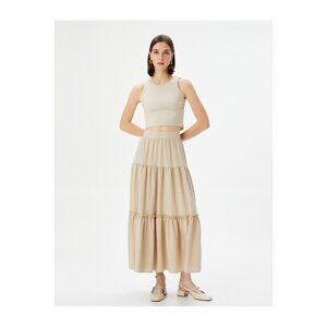 Koton Midi Flared Skirt Viscose High Waist