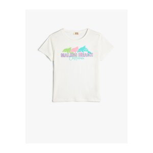 Koton T-Shirt Dolphin Printed Short Sleeve Crew Neck Cotton