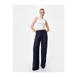 Koton Wide Leg Trousers with Tie Waist Viscose Pocket.