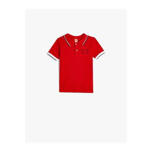 Koton Polo T-Shirt Short Sleeve Buttoned Crab Embroidered Detail