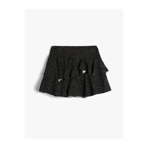 Koton Short Skirt Polka Dot Layered Viscose Fabric Elastic Waist