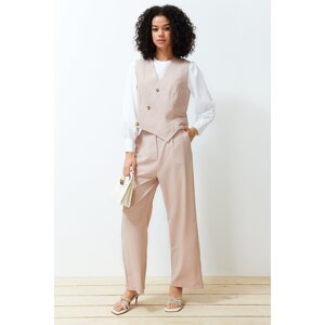 Trendyol Stone Double Breasted Closure Vest Trousers Woven Bottom Top Suit