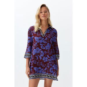 Trendyol Floral Pattern Wide Fit Mini Woven Beach Dress