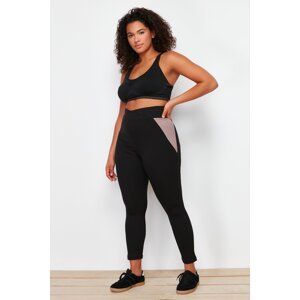 Trendyol Curve Black Color Blocked Corded Knitted Sports Tights