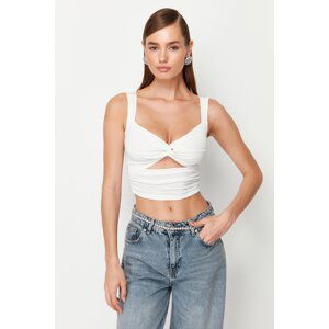 Trendyol White Crop Window/Cut Out Detailed Knitted Blouse