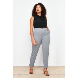 Trendyol Curve Gray Cigarette Accessory Detailed Knitted Trousers
