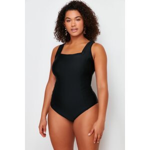 Trendyol Curve Black Square Neck Knitted Swimsuit