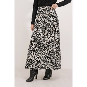 Bigdart 8003 Patterned Viscose Skirt - Black
