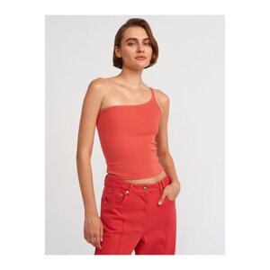 Dilvin 20673 Washed Asymmetric Top-Red