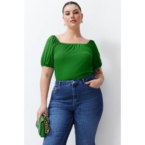 Trendyol Curve Green Gathered Detailed Knitted Blouse