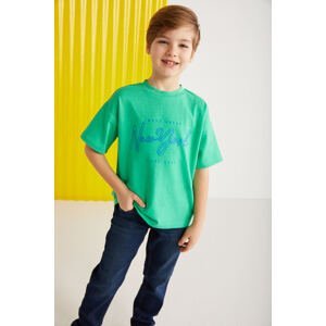 GRIMELANGE Paddy Boys 100% Cotton Printed Short Sleeve Relaxed Fit Green T-shirt