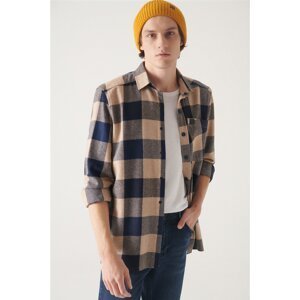 Avva Men's Navy Blue Oversized Lumberjack Shirt with Pocket
