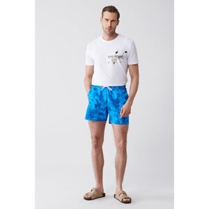 Avva Men's Green-Blue Quick Dry Printed Swimwear in a Standard Size Seafood Shorts