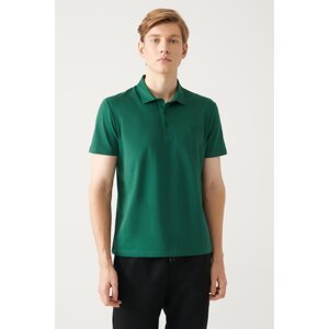 Avva Men's Green 100% Cotton Regular Fit 3 Button Roll-Up Polo Neck T-shirt