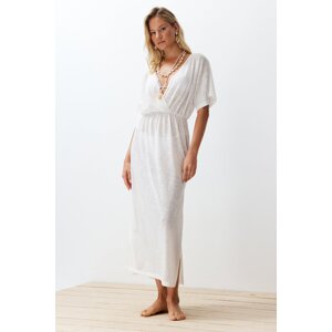 Trendyol Ecru Maxi Knitted Slit Beach Dress