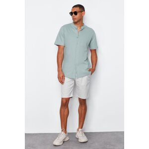 Trendyol Mint Slim Fit Classic Collar Short Sleeve Knitted Pique Summer Shirt