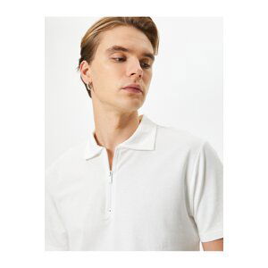 Koton Polo Neck T-Shirt Half Zipper Short Sleeve Cotton