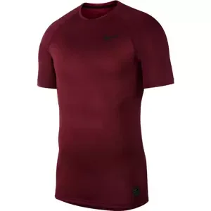 Pánské tričko Nike Pro BRT Top SS vínové, S